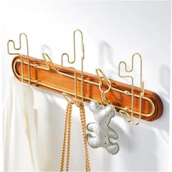KooNiosio Wall Mounted Coat Rack, Wooden Hooks, Decorative Hanger for Jackets and Hats (Gold)