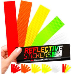 Byllstore High-Visibility Reflective Stickers | 3M Diamond Grade | Mixed Colors | 1.25″ x 6″ | 5-Pack | Multipurpose Use for Helmets, Cars, Mailboxes & More