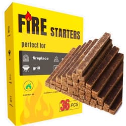 Veperain Fire Starter Sticks, 36 Squares Fire Starter for Wood Stoves, Campfires, Grill Pit and Fireplace, Natural & Waterproof BBQ Fire Starters, Easy to Light, Odourless, Burning Longer