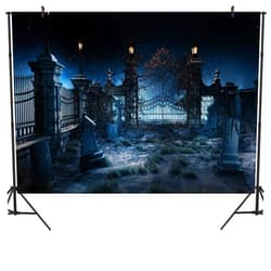 DULUDA 8X6FT Halloween Photography Backdrops Halloween Backdrop for Pictures Night Cemetery Photo Booth Background Halloween Photography Props HW40G