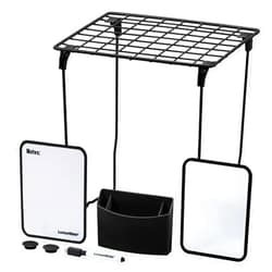 LockerMate 7-Piece Locker Organizer Kit, includes Locker Shelf, Mirror, Whiteboard, Storage Cup & Dry Erase Marker - Black