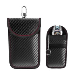 Sylvil Faraday Bag, Carbon Fiber Faraday Key Fob Protector for Phones & Laptop & Car Keys & Tablets, Anti-Theft & Anti-Tracking RFID Signal Blocking Holder, Car Accessories (Medium)