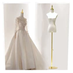 LXSEHN Female Mannequin Torso, Display Dress Form Mannequins, Size: S/2~4 55~75in Adjustable Height Wedding Dress Manikin Body, Stability Gold Metal Stand Table Maniquine for Clothing Dress Jewelry Display