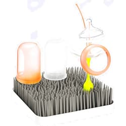 Boon Grass Plastic Drying Rack - Modern Countertop Baby Bottle Organizer - 9.75 x 9.88 x 3.0 inches - Gray