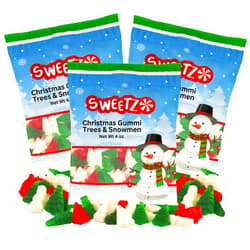 Needzo Gummi Christmas Trees and Snowmen, Individual Bags of Holiday Candy, Stocking Stuffers, 4 Ounces (Pack of 3)