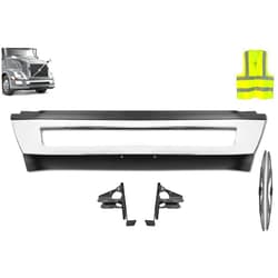 Generic KOZAK Center Bumper Plastic Middle Facia 20470446 with Chrome Trim & Brackets Compatible with Volvo VNL 2004-2015, Includes Logo with Stripe, 2x 22