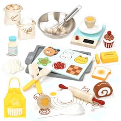Lehoo Castle Play Food Set for Kids Kitchen, Play Kitchen Accessories Wooden, Kids Baking Set for Boys, Toys Cupcakes and Cookie Maker for Kids, Preschool Cooking Toys for Toddlers Boys Girls Ages 3+