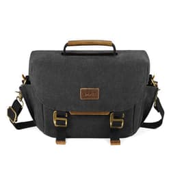 SMRITI Canvas DSLR Camera Bag, Camera Messenger Bag for Photographers,Travel Waterproof Shoulder Camera Case for Men Women (Black)