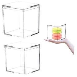 KissYou Acrylic Box with Lid 2 Packs Clear Display Boxes Stackable Storage Bins Plastic Square Cube Containers Storage Box for Cookie Candy Sweets Kids Birthday Party Favor Gifts