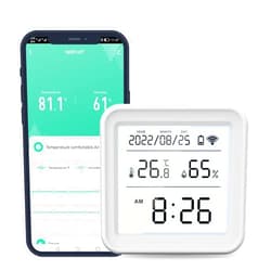Haozee WiFi Thermometer Hygrometer, WiFi Temperature Humidity Sensor with Backlit LCD Screen & App Alerts，Indoor Thermometer Hygrometer Compatible with Alexa Google Assistant