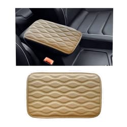 Dickno Car Center Console Pad, Waterproof Auto Armrest Seat Box Cover, PU Leather Arm Rest Protector Cushion Pad, Universal Vehicle Interior Protection Accessories for Car SUV (Beige)