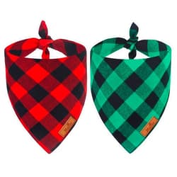 Malier 2 Pack Dog Bandana Christmas Classic Plaid Pet Bandana Scarf Triangle Bibs Kerchief Set Pet Costume Accessories Decoration for Small Medium Large Dogs Cats Pets