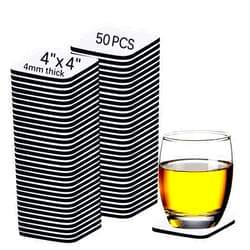 OKBA 50 PCS Sublimation Blank Cup Coasters Bulk, 4x4 Inch Square Blank Cup Mat Rubber for Sublimation Transfer Heat Press Printing DIY Crafts