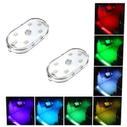 JOYCOURT Car Interior Wireless Led Lights, 7-Colors Car Ambient Lighting with 6 Bright Led Lamp Beads, USB Rechargeable Car Interior Portable Magnetic Car Reading Light Night Light (2PCS)