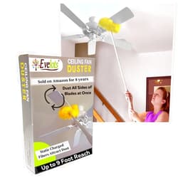 Evelots Ceiling Fan Blade Brush Cleaner - Long Extension Pole - Brush Both Sides at The Same Time - Scratch Resistant Microfiber Feather Cobweb Duster - Extra Long with Reach up to 9 Feet