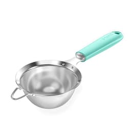 U-Taste 18/8 Stainless Steel Mesh Strainer: U-Taste 3.9 Inch Kitchen Fine Mesh Sieve Food Colander with Riveted Sturdy Silicone Handle and 30 Mesh Hole for Straining Flour, Quinoa, Tea, Juice (Aqua Sky)