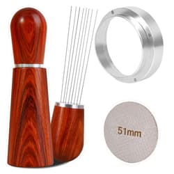 Reoszeank 51mm Espresso Accessories Kit, WDT Tool, Dosing Funnel and Puck Screen Set, 316 Stainless Steel Needle Coffee Distribution Stirrer, Portafilter Dosing Ring for Barista 51 mm