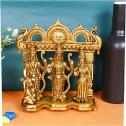 ARTVARKO Brass Ram Darbar Statue Shree Ram Ji Sita Laxman Hanuman Home Décor Puja Bhagwan Idol Murti for Mandir Temple 7.5 Inches