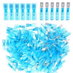 Glarks 100pcs 16-14 Gauge Fully Insulated Female/Male Spade Nylon Heat Shrink Waterproof Quick Disconnect Electrical Insulated Crimp Terminals Connectors Assortment Kit