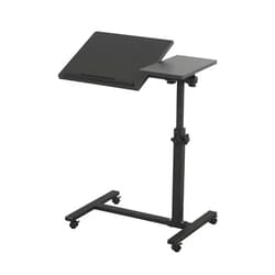 TigerDad Overbed Bedside Desk Mobile Rolling Laptop Stand Tilting Overbed Table with Wheels Height Adjustable Tray Table for Laptop Bed Sofa Side Table (Black)