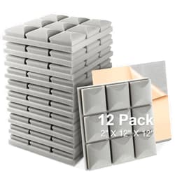 Fstop Labs Acoustic Foam Panels, 12 Pack Grey 2'' X 12