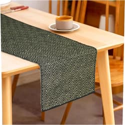 Tiny Break Diamond Weave Cotton Natural Jute Table Runner, Organic Eco-Friendly Rustic Vintage Dining Runner for Family Dinner, Indoor Outdoor Parties & Everyday Use - 16 x 52 Inch - Natural & Black