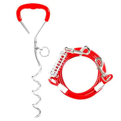 Snagle Paw Dog Tie Out Stake and Dog Run Cable, 20FT Long Dog Lead with Dog Yard Stake, Dog Chains for Outside, Dog Yard Leash and Stake for Camping & Beach, Dog Tether for Small and Medium Dogs Up to 60lbs