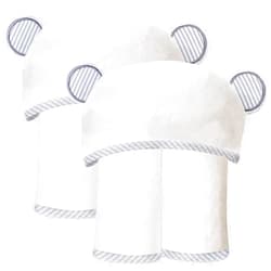 SWEET DOLPHIN 2 Pack Hooded Baby Towel, 100% Rayon Made from Bamboo, Baby Bath Towel with Hood for Babies, Infant, Toddler and Kids, Large 35 x 35 inch - White