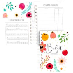 Paper Junkie Bill Organizer with Pockets - 5 x 7 In, Pink & Red with Green Accents - Floral Monthly Planner - Debt Payment Tracker & Expense Organizer