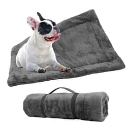 Downtown Pet Supply - Self Heated Cat Bed & Dog Crate Mat - Thermal Nap Mat - Padded and Insulated Pet Mat with Mylar Layer and Leather Handles - Grey - 29 x 20 in - Small Dog Crate Bed
