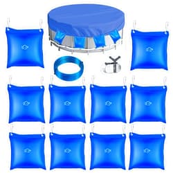 Uyeesi 10PCS Upgrade Pool Cover Weight Bags with Hooks, 12×12 Inch Thick PVC Swimming Pool Cover Hanging Water Bag Heavy Duty Pool Cover Wall Bags Above Ground Pool Closing Kit for Winter Pool Cover