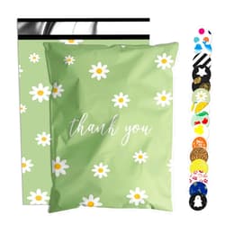 Jowlroel Thank You Poly Mailer 10x13 Inch 100 Pcs, Waterproof and Tear-Resistant Shipping Bags for Clothing, Cute Mailing Bags with Self-Seal, Chrysanthemum Printed Packaging Bags for Small Business