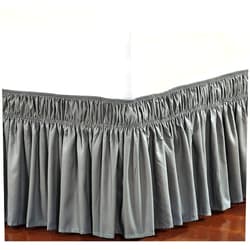 Elegant Comfort Three Fabric Sides Wrap Around Elastic Style Solid Bed Skirt, Easy On/Easy Off Dust Ruffled Bed Skirts 16 Inch Tailored Drop, Wrinkle and Fade Resistant