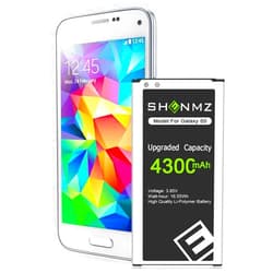 SHENMZ Galaxy S5 Battery, (2024 Upgraded) 4300mAh Ultra High Capacity New 0 Cycle Replacement Battery for Samsung Galaxy S5 G900A G900P G900V G900T G900F G900H G900R4 I9600 S5 Spare Battery