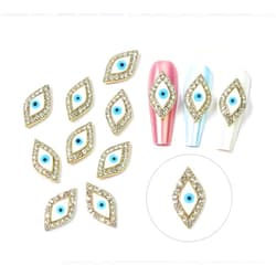 Mytagos 3D Nail Charms, 10pcs Devil Eye Nail Art Rhinestones Shiny Eye Shape Nail Art Alloy Diamond Crystal Jewels Stones for DIY Nail Art Decoration Design and Jewelry Making