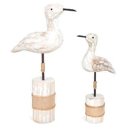 EVINIS Wooden Sea Birds Statues Coastal Decor, White Seagull Statues for Nautical Coastal Beach Ocean Home Decoration (2Packs)