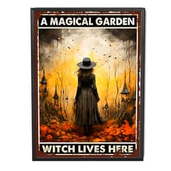 TSEZLOJH Retro Tin Sign A Magical Garden Witch Lives Here Tin Metal Sign Wall Decor Funny Decoration for Home Kitchen Bar Room Garage 16