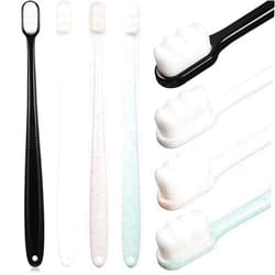 Boao 4 Pieces Extra Soft Toothbrushes for Sensitive Gums 20000 Soft Bristle Toothbrush Micro Nano Manual Toothbrush for Fragile Gums Elderly Adult Kids Braces (Black, White, Green, Beige)
