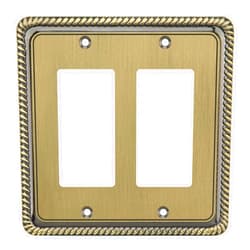 Henne Bery Rope Edge Decorative Wall Plate Switch Plate Outlet Cover (Double Decorator, Antique Brass)