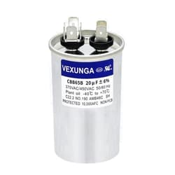 VEXUNGA 20uF 20 MFD 370VAC 440VAC 450VAC 50/60Hz CBB65 C65R Run Start Capacitor for AC Unit Fan Motor Start or Pool pump or Air Condenser Straight Cool
