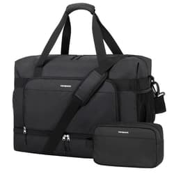 Vorspack Duffle Bag for Travel - 50L Travel Duffel Bags with Toiletry Bag Large Gym Bags for Men Sports Overnight Weekender Bag with Shoe Compartment - Black