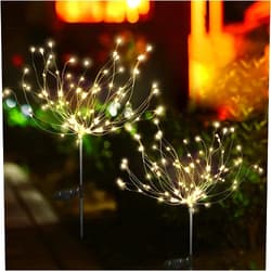 MOFAIRHOME Solar Garden Lights, Outdoor Solar Decorative Lights Solar Firework Lights 90-120-150 LED Powered 35 Copper Wires String Light, DIY Firework Lights for Garden, Patio, Countyard (Warm, 150LED)