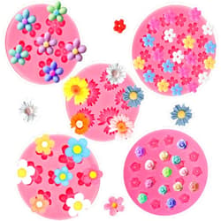 LLchunyun 5Pcs Flower Silicone Candy Mold, Mini Flower Fondant Chocolate Molds for Cake Decorating, Small Rose Flower Mold Polymer Clay Molds Resin Mold for Baking Soap Ice Cube Wax Melt Making Mold (pink)