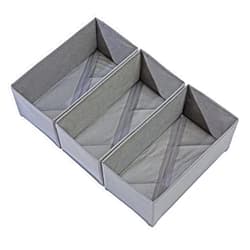 Bructhun Sock Drawer Organizer Set of 3 Storage Boxes, Underwear Organizer Dividers, Dresser Drawer Dividers for Clothes, Closet Cabinet Organizer for Bra Ties Leggings