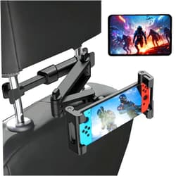 HMZXIN Headrest Tablet Holder for Car, Telescopic Adjustable Backseat Holder, 360° Rotatable Stretch Stand for 6.0-10.3 Inch Universal Tablets & Smartphones, Car Rear Seat Entertainment Accessory，Black