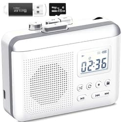 Gracioso Portable Cassette Player Recorder Converter,Cassette to MP3 via SD Card, Walkman Cassette Tape Player with 1000mah Rechargeable Battery,Built-in Microphone&Speaker,Headphone Jack,16GB SD Card