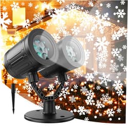 DSTANA Christmas Snowflake Projector Lights Outdoor, Waterproof Rotate Snowfall Projector with 9.8 Ft Power Cord LED Double-head Decorative Lighting Projection for Xmas Patio Landscape Garden Yard Indoor