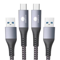 CONMDEX USB A to USB C Cable (10ft, 2-Pack) 10Gbps USB 3.1 Gen 2 Type C Data Transfer Cable, Long Android Auto USB Cable for iPhone 16/15 Plus 16/15 Pro Max Samsung Galaxy S23 PS5 Controller