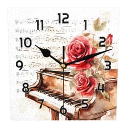 Piolysio Piano Keyboard Square Wall Clock 12 Inch Non Ticking Silent Battery Operated Clock Wall Clocks Decorative for Living Room, Kitchen, Bedroom, Office