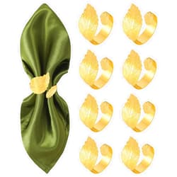 MONKKINO Napkin Rings, Gold Napkin Rings, Shiny Metal Leaf Napkin Rings, Modern Fall Napkin Rings Set of 8, Boho Napkin Rings Bulk for Christmas, Wedding, Party, Table Decor for Cloth Napkins, 1.77